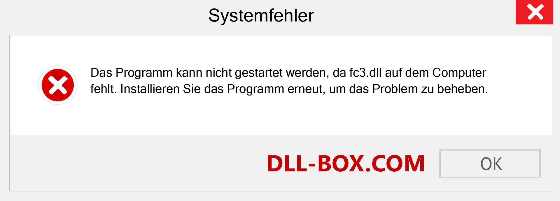 fc3.dll-Datei fehlt?. Download für Windows 7, 8, 10 - Fix fc3 dll Missing Error unter Windows, Fotos, Bildern